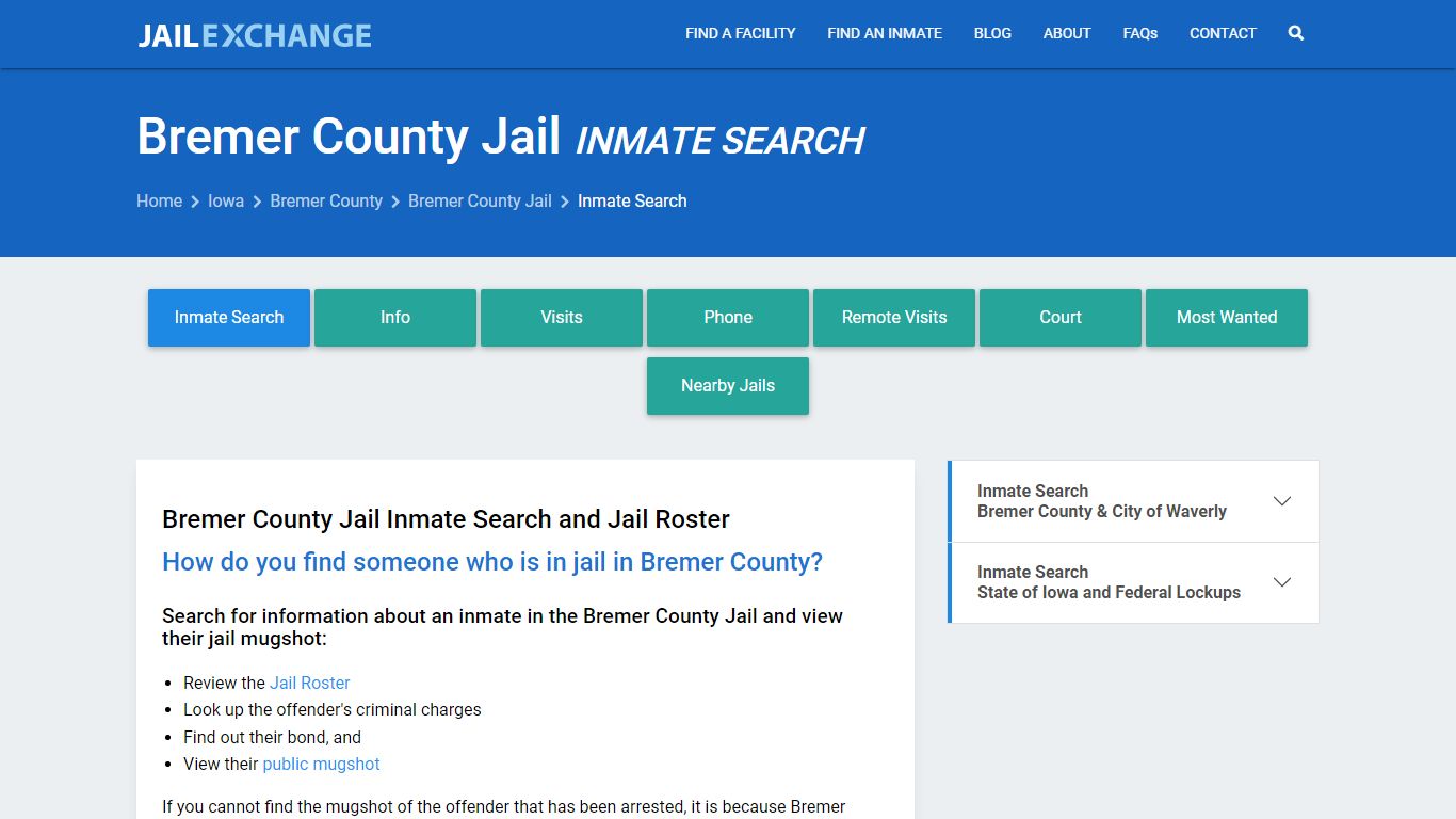 Inmate Search: Roster & Mugshots - Bremer County Jail, IA